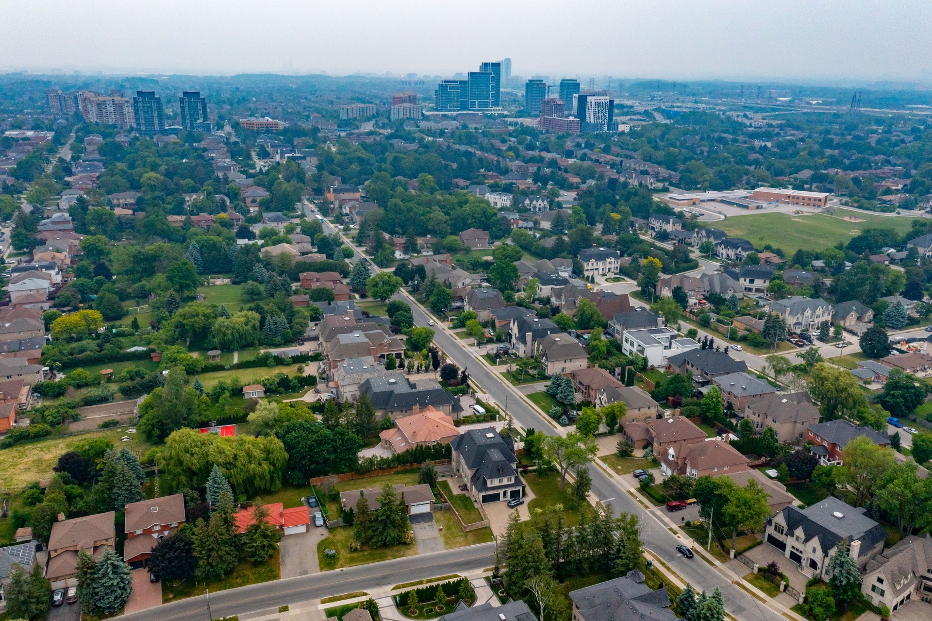 Aerial view at Yonge street and 16th Ave, Richmond Hill, Canada