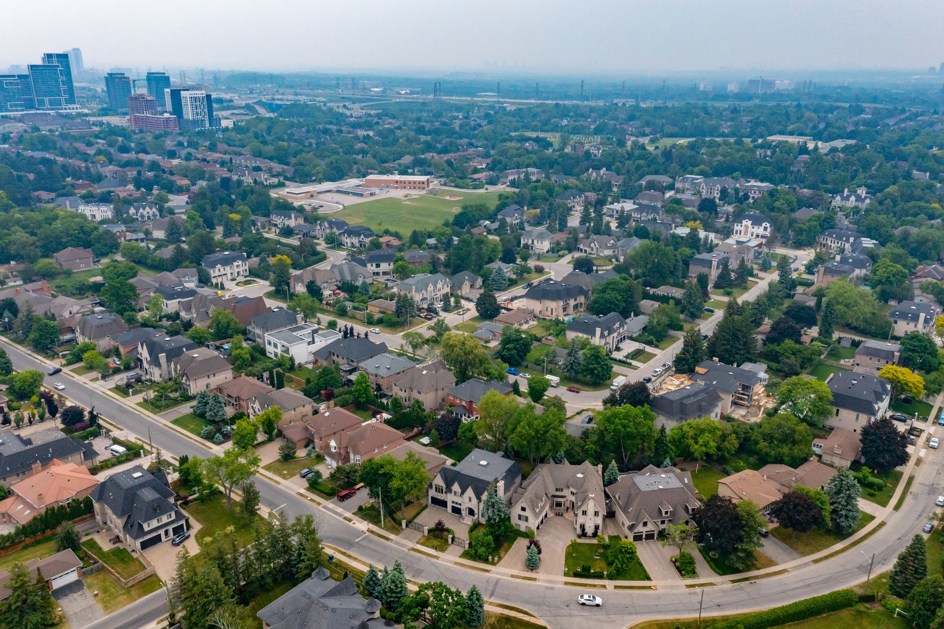 Aerial view at Yonge street and 16th Ave, Richmond Hill, Canada