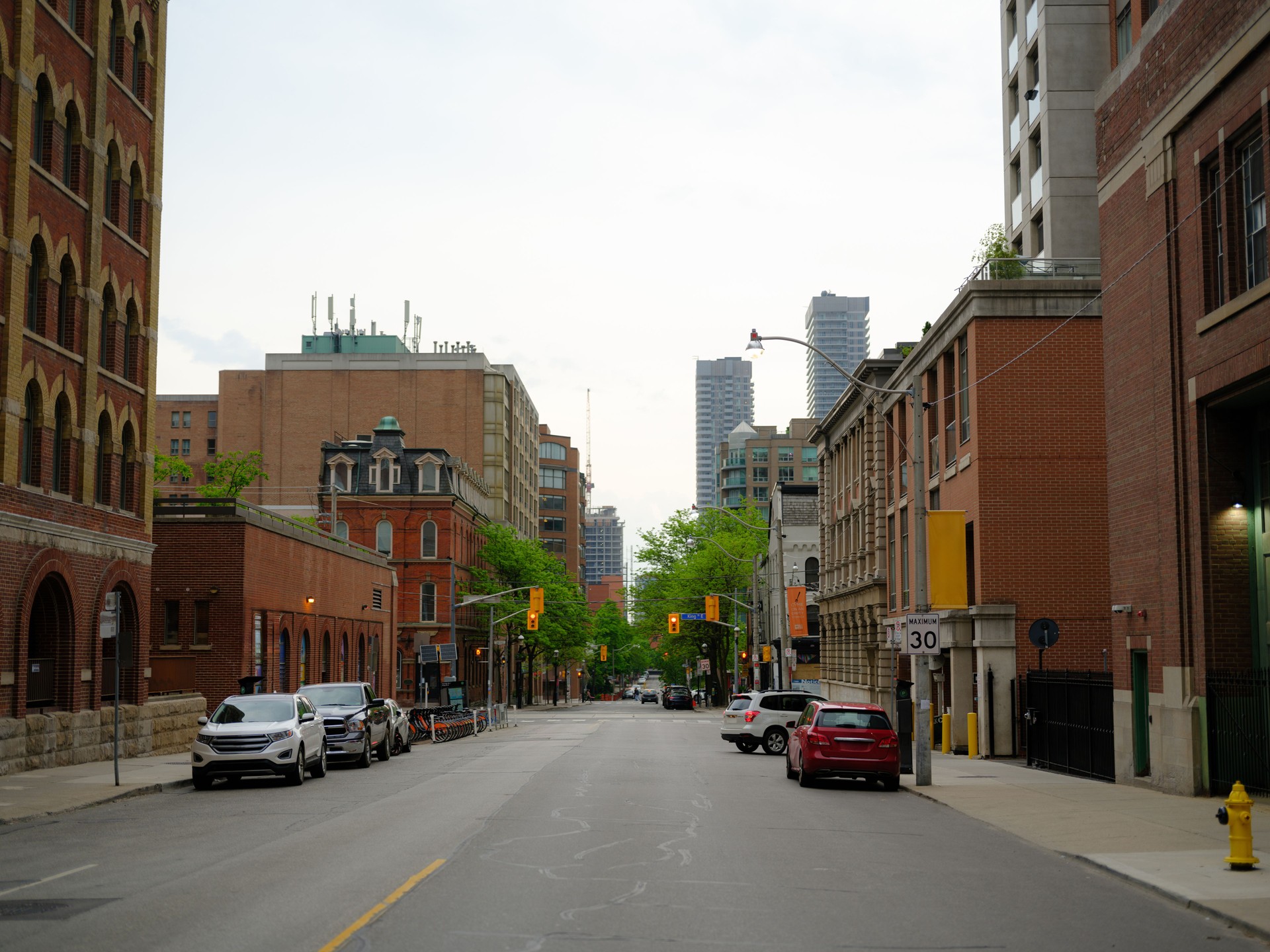 Street level view of Toronto cityscape