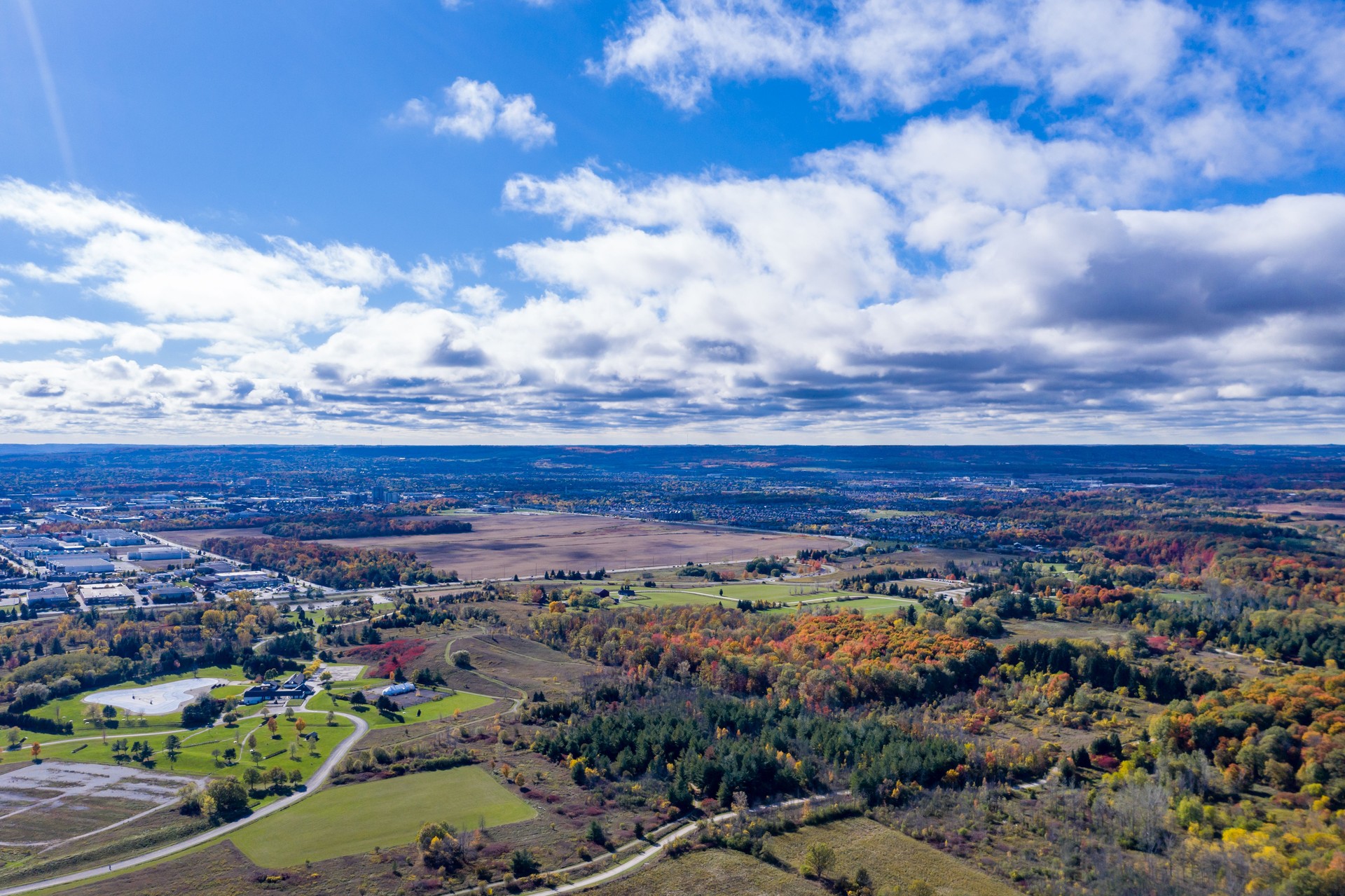 Aerial Bronte Creek Provincial Park in Autumn, Oakville, Canada
